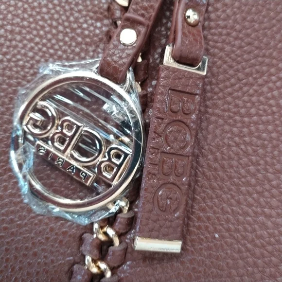 BCBG Paris Faux Brown Leather Shoulder Bag Tote - Picture 8 of 14